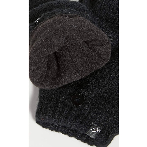 NWT Plush Fleece-Lined Texting Fingerless Mittens in Black, OS - Picture 8 of 15